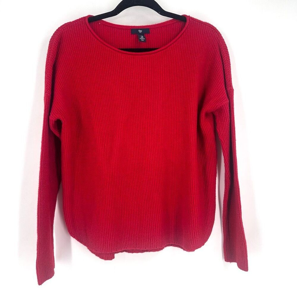 Gap Women’s Red Thermal Waffle Knit‎ Sweater Top Size Medium
